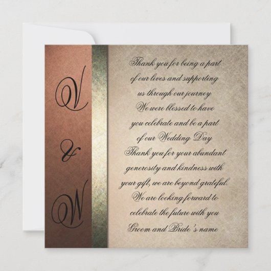 Fashionable en stijlvolle bruiloft Dank je kaarten (Voorkant)