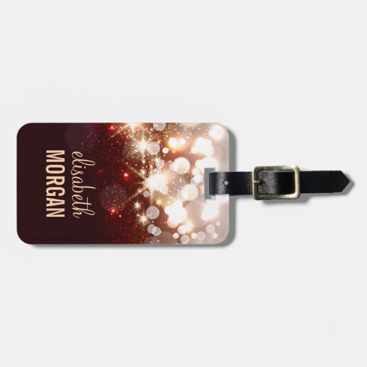 Fashionable en stijlvolle goudglitter Sparkle Bagagelabel (Voorkant horizontaal)