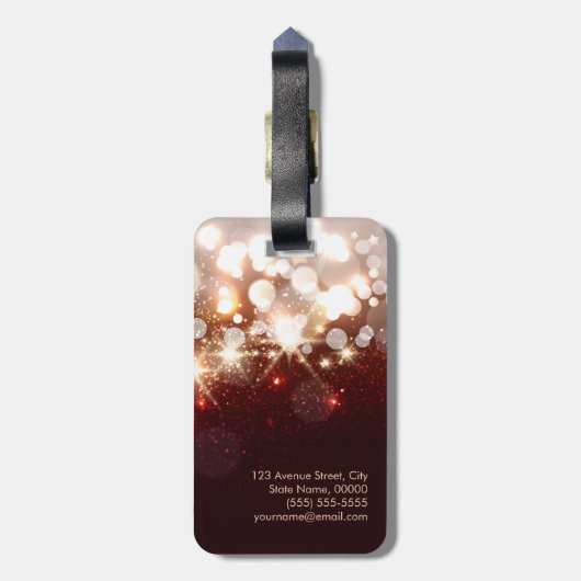 Fashionable en stijlvolle goudglitter Sparkle Bagagelabel (Achterkant verticaal)
