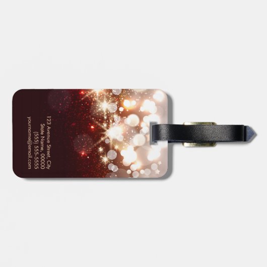 Fashionable en stijlvolle goudglitter Sparkle Bagagelabel (Achterkant horizontaal)