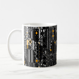 Fashionable en trendy collage naadloos patroon w koffiemok