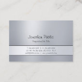 Fashionable Freehand Script Silver Moderne Eenvoud Visitekaartje (Achterkant)