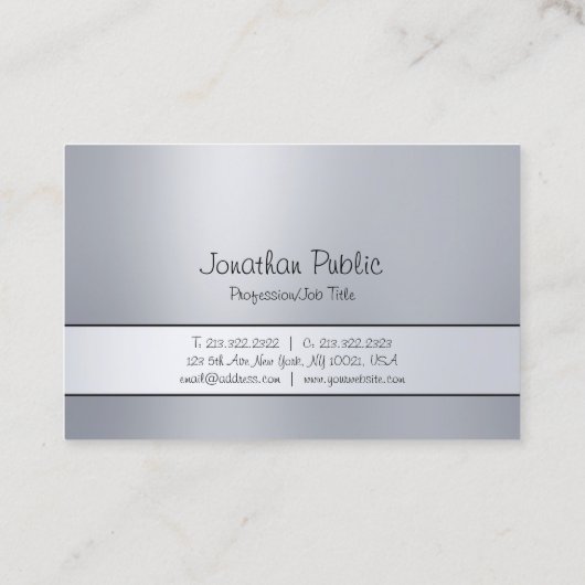 Fashionable Freehand Script Silver Moderne Eenvoud Visitekaartje (Achterkant)