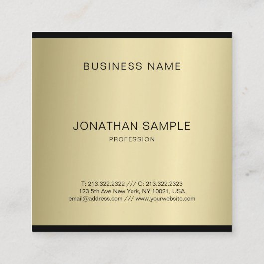 Fashionable Glamor Gold Professional Luxe Vierkante Visitekaartje (Achterkant)