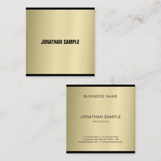 Fashionable Glamor Gold Professional Luxe Vierkante Visitekaartje (Voorkant / Achterkant)