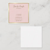 Fashionable Gold Blush Pink Handritten Script Luxe Vierkante Visitekaartje (Voorkant / Achterkant)