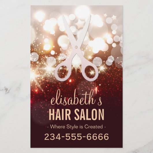 Fashionable Hair Stylist - Gold Glitter Sparkle Flyer (Voorkant)