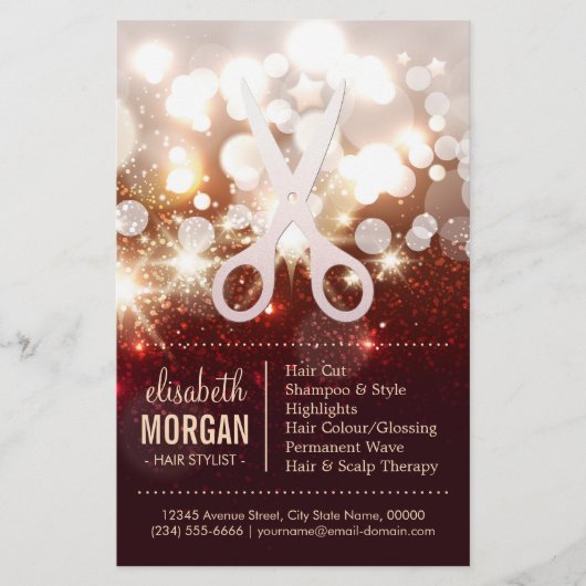 Fashionable Hair Stylist - Gold Glitter Sparkle Flyer (Voorkant)