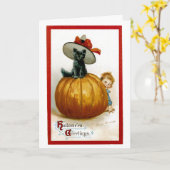 Fashionable Halloween Kat Kaart (Gele Bloem)