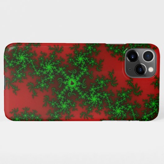 Fashionable hoesje in rode en groene fractaalstijl iPhone hoesje (Achterkant horizontaal)