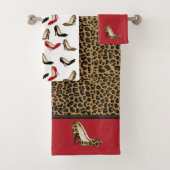 Fashionable Jaguar Stiletto Heels Bath Towel set Bad Handdoek (Insitu)