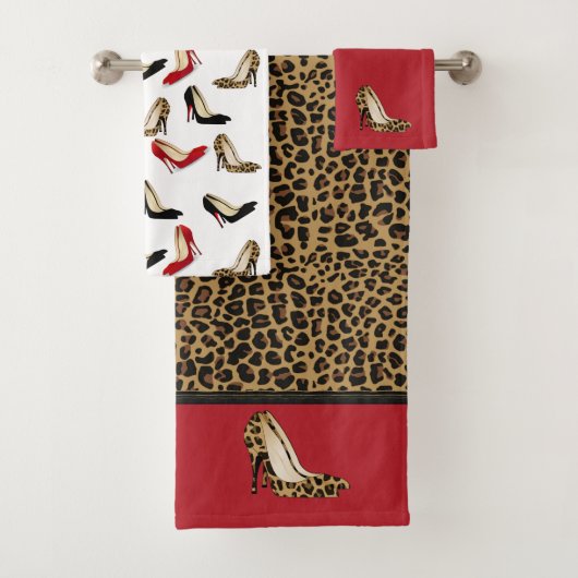 Fashionable Jaguar Stiletto Heels Bath Towel set Bad Handdoek (Insitu)