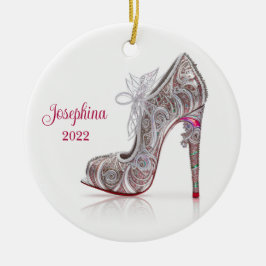 Fashionable kerstStiletto High Hiel Shoe Keramisch Ornament