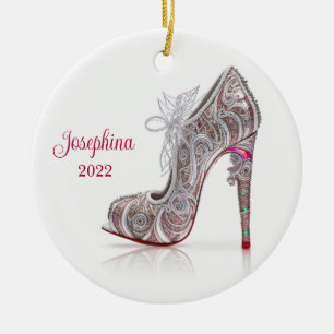 Fashionable kerstStiletto High Hiel Shoe Keramisch Ornament