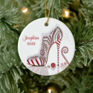 Fashionable kerstStiletto High Hiel Shoe Keramisch Ornament