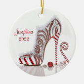 Fashionable kerstStiletto High Hiel Shoe Keramisch Ornament (Voorkant)