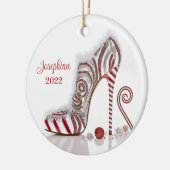 Fashionable kerstStiletto High Hiel Shoe Keramisch Ornament (Links)