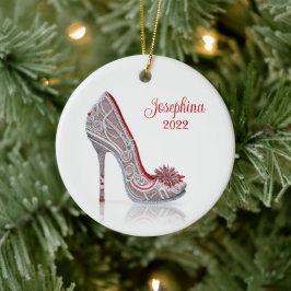 Fashionable kerstStiletto High Hiel Shoe Keramisch Ornament