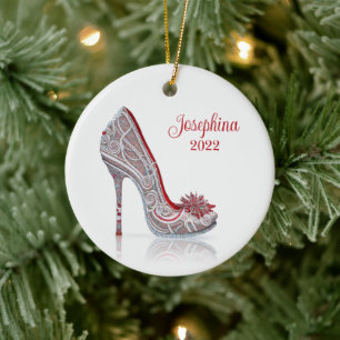 Fashionable kerstStiletto High Hiel Shoe Keramisch Ornament