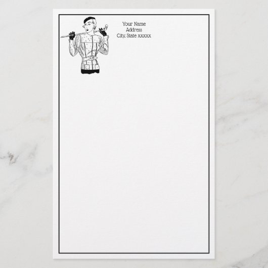 Fashionable Lady Golfer met Golf Club uit de jaren Briefpapier (Voorkant)