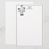 Fashionable Lady Golfer met Golf Club uit de jaren Briefpapier (Voorkant / Achterkant)