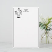 Fashionable Lady Golfer met Golf Club uit de jaren Briefpapier (Staand voorkant)