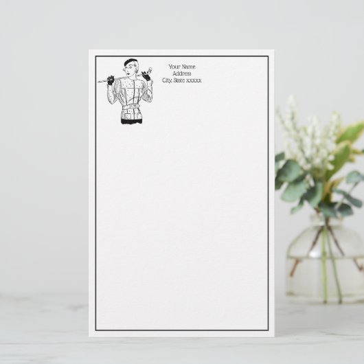 Fashionable Lady Golfer met Golf Club uit de jaren Briefpapier (Staand voorkant)