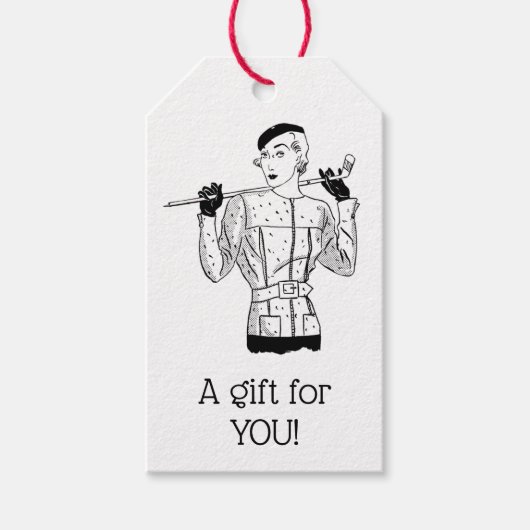 Fashionable Lady Golfer met Golf Club uit de jaren Cadeaulabel (Voorkant)