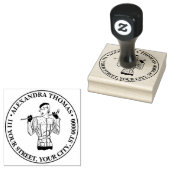 Fashionable Lady Golfer met Golf Club uit de jaren Rubberstempel (Gestempeld)