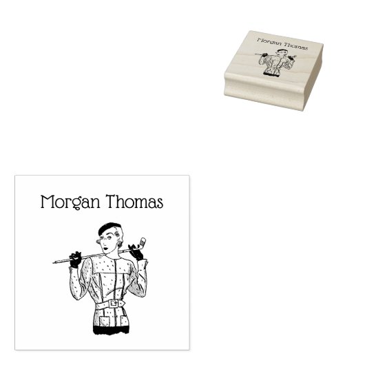 Fashionable Lady Golfer met Golf Club uit de jaren Rubberstempel (Gestempeld)