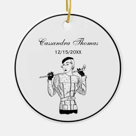 Fashionable Lady Golfer uit de jaren dertig met Go Keramisch Ornament (Voorkant)