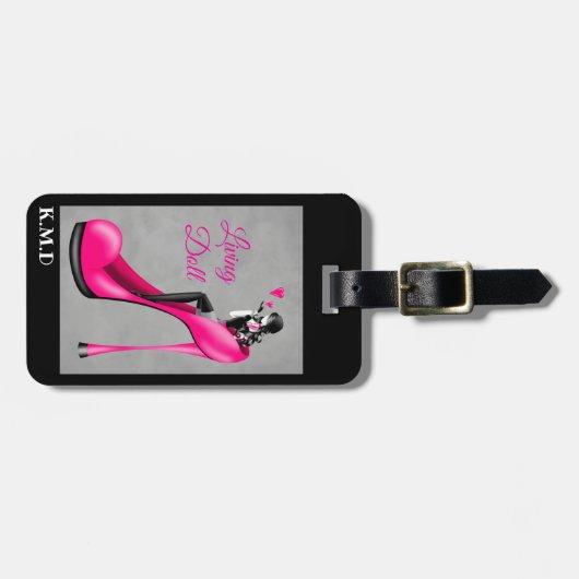 Fashionable Lady in het Roze Stiletto-Bagagelabel Bagagelabel (Voorkant horizontaal)