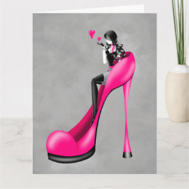 Fashionable Lady in Stiletto Greetings Card Kaart