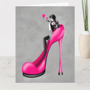 Fashionable Lady in Stiletto Greetings Card Kaart