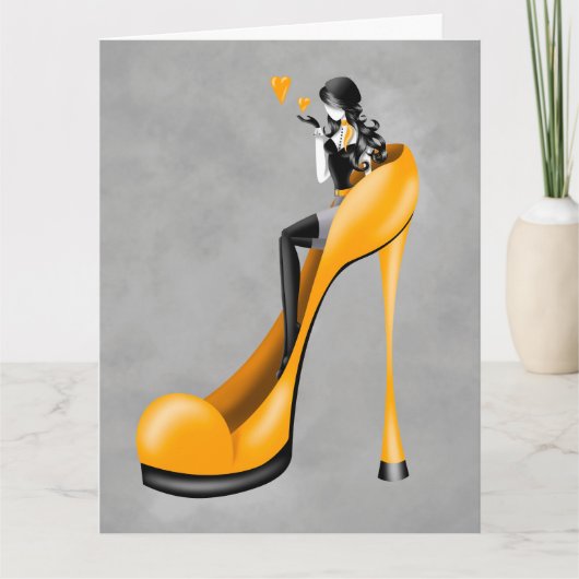 Fashionable Lady in Stiletto Greetings Card Kaart (Voorkant)
