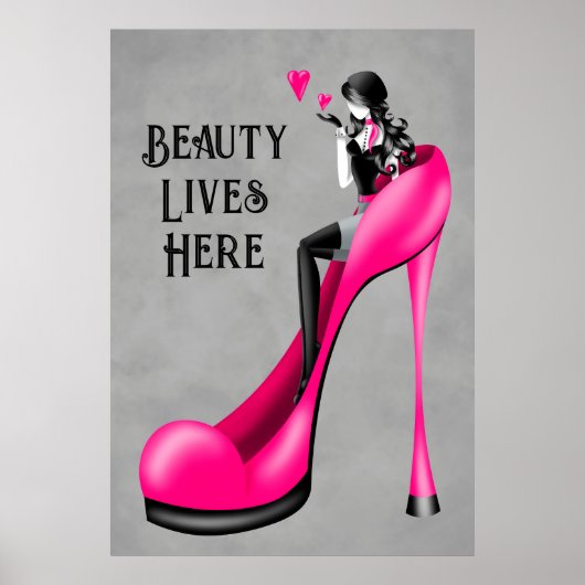 Fashionable Lady in Stiletto Poster (Voorkant)