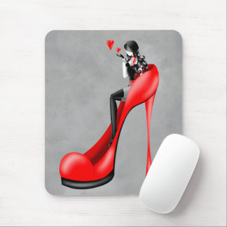 Fashionable Lady in Stiletto Red Mouse Mat Muismat