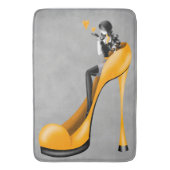 Fashionable Lady in Stiletto Yellow Bath Mat (Voorkant Verticaal)