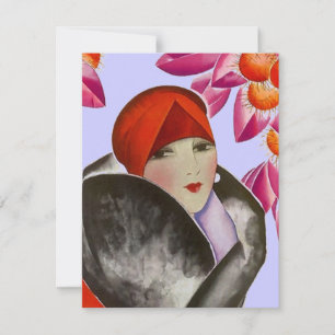 Fashionable Lady Inture Brunch Aftermiddag Tea Kaart