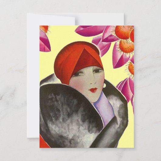 Fashionable Lady Inture Brunch Aftermiddag Tea Kaart (Voorkant)