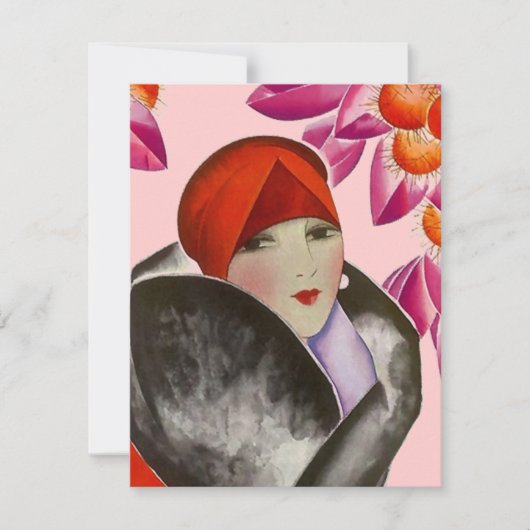 Fashionable Lady Inture Brunch Aftermiddag Tea Kaart (Voorkant)