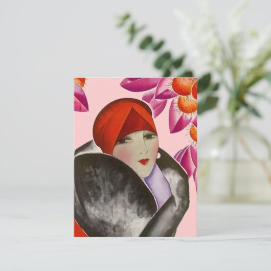 Fashionable Lady Inture Brunch Aftermiddag Tea Kaart (Staand voorkant)