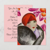 Fashionable Lady Inture Brunch Aftermiddag Tea Kaart (Voorkant / Achterkant)