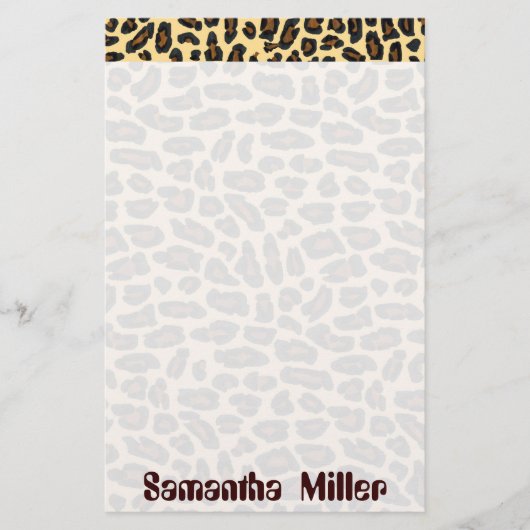 Fashionable Leopard Print gepersonaliseerde kantoo Briefpapier (Voorkant)