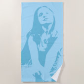 Fashionable Light Blue Dancing Girl Silhouette Strandlaken (Voorkant)