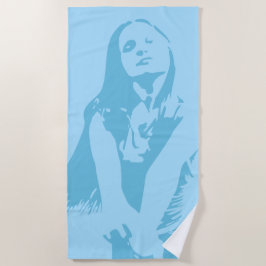 Fashionable Light Blue Dancing Girl Silhouette Strandlaken