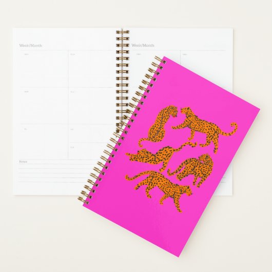 Fashionable luipaarden met rode lippen planner (Display)