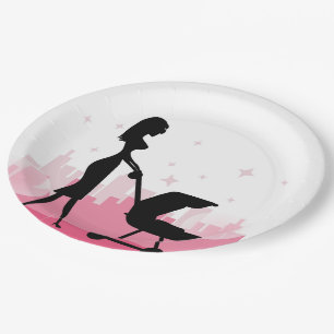Fashionable Mammie Pushing Baby Carriage Papieren Bordje