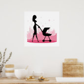Fashionable Mammie Pushing Baby Carriage Poster (Keuken)