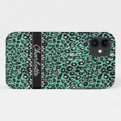 Fashionable Mint Leopard Print and Lace Case-Mate iPhone Case (Achterkant (horizontaal))